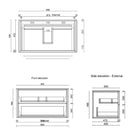 Ingrain Barrington Solid Timber Wall Hung Vanity 900mm Technical Drawing - The Blue Space