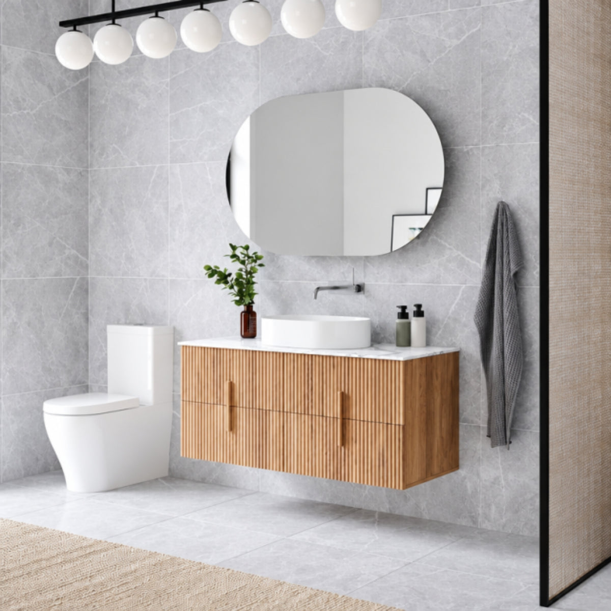 Ingrain Contoured Ash Wall Hung Vanity 1200 Side new