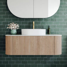 Ingrain Curved Fluted Wall Hung Bathroom Vanity 1200mm at The Blue Space
