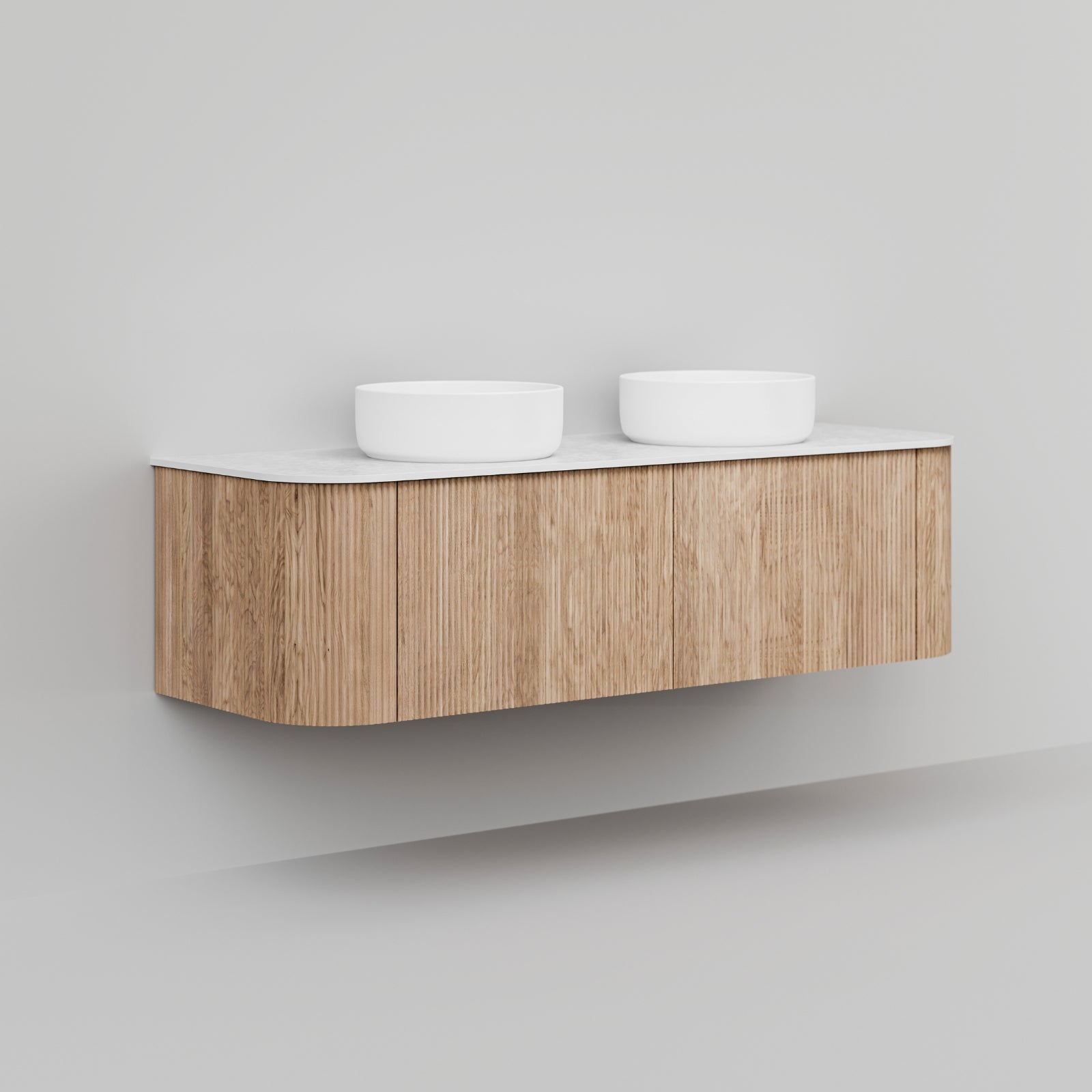 Ingrain Curved Fluted Wall Hung Vanity 1500mm Double Basin at The Blue Space