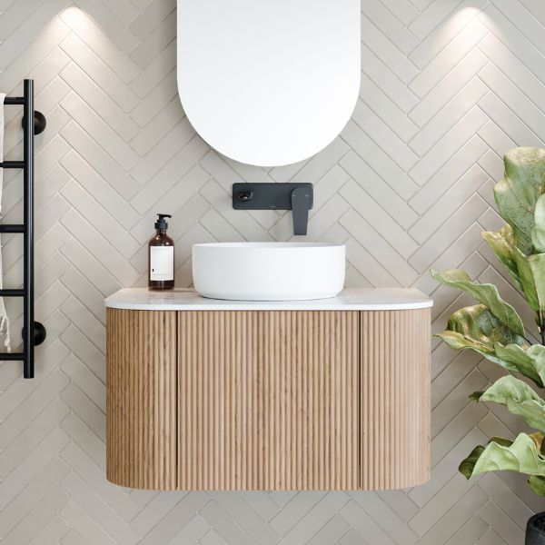 Ingrain Curved Fluted Wall Hung Vanity 750mm at The Blue Space