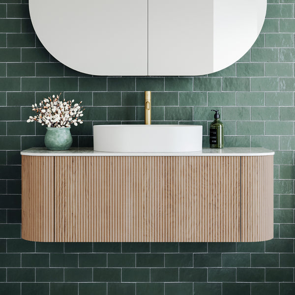 Ingrain Curved Fluted Wall Hung Bathroom Vanity 1200mm at The Blue Space