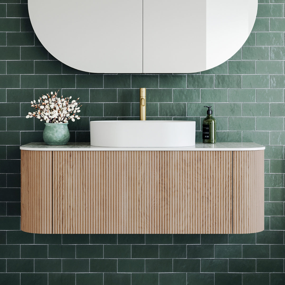 Ingrain Curved Fluted Wall Hung Vanity
