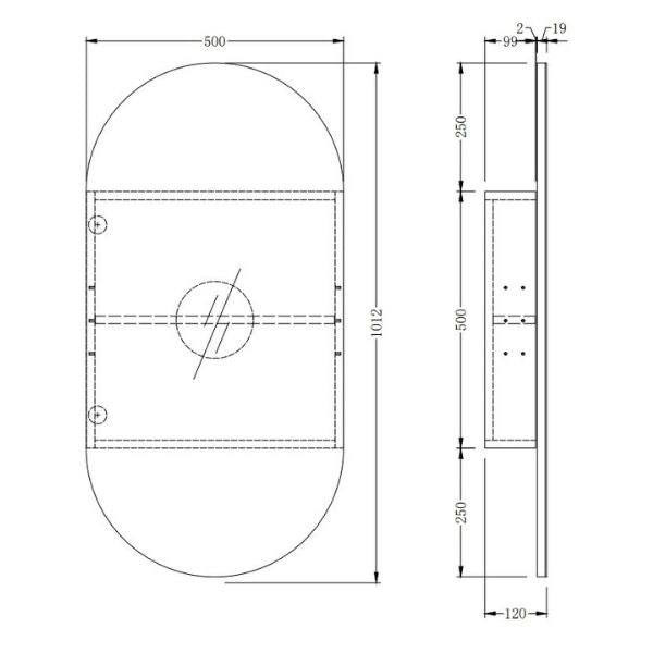 Ingrain Ash Pill Shaving Cabinet 450mm or 500mm