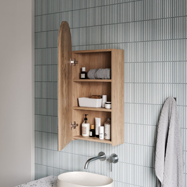 Ingrain Ash Arched 400 Shaving Cabinet internals - The Blue Space