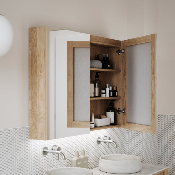 Ingrain Ash LED 1100 Shaving Cabinet interior - The Blue Space
