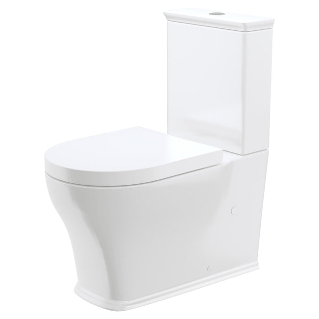 Fienza Lillian Tornado Flush Back-to-Wall Toilet Suite, Thick Seat, Gloss White