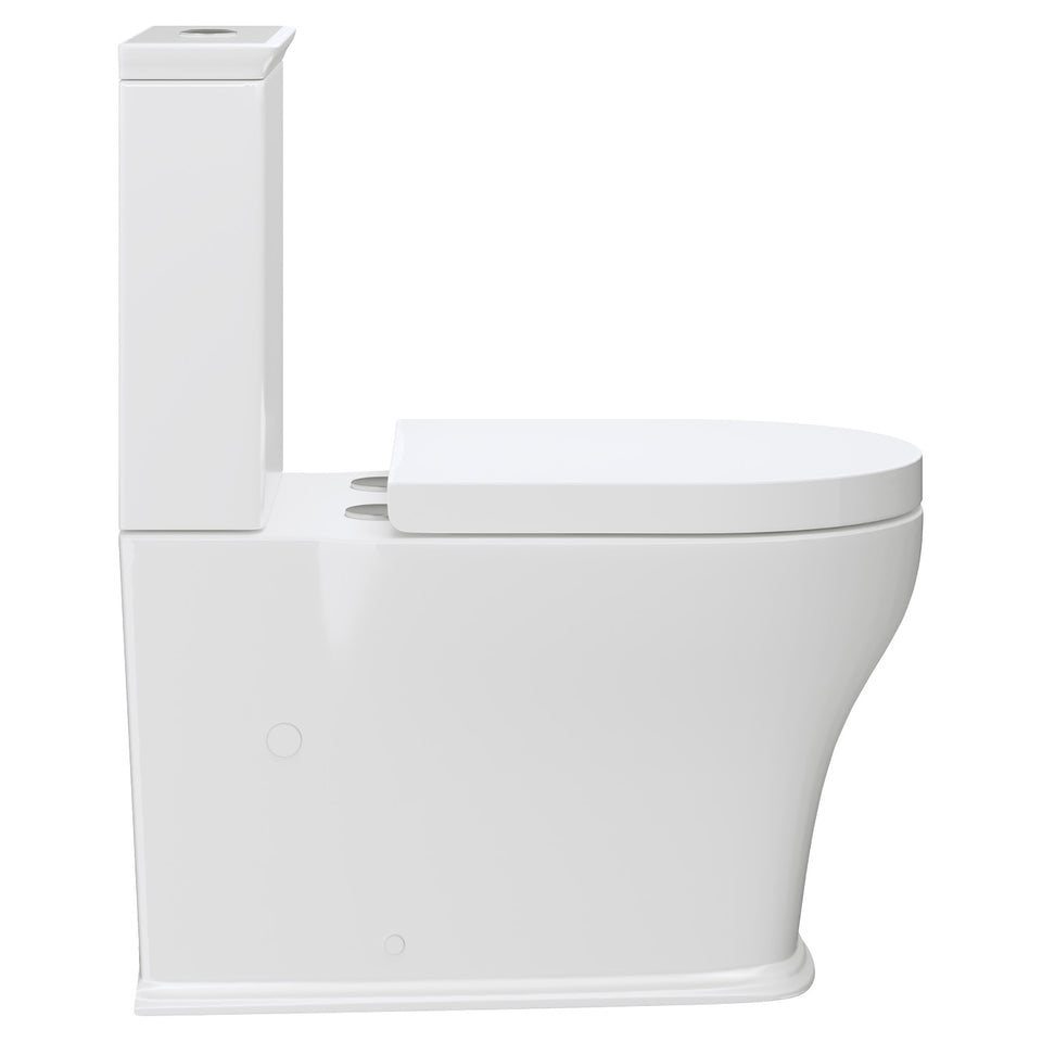 Fienza Lillian Tornado Flush Back-to-Wall Toilet Suite, Thick Seat, Gloss White