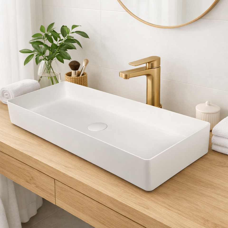 Kaskade Olso VXA78 Rectangular Stone Benchtop Basin