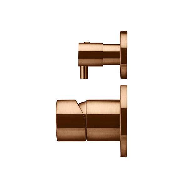Meir Pinless Round Wall Mixer with Diverter Lustre Bronze Side View