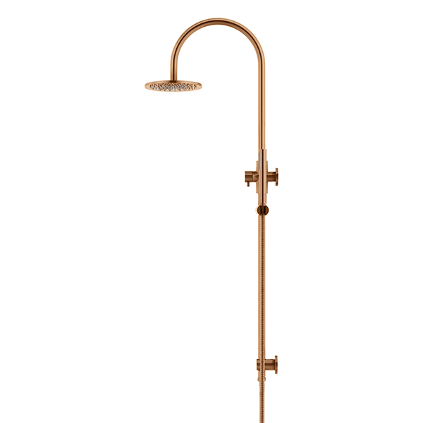 Meir Curved Combination Shower Rail 200mm Rose & Hand Shower Lustre Bronze