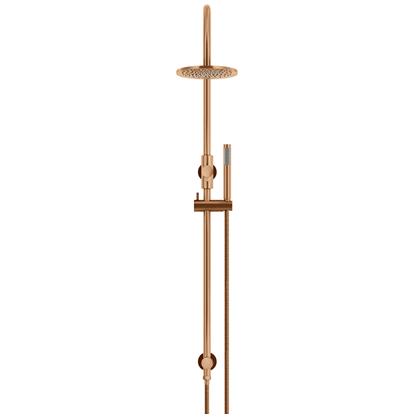 Meir Curved Combination Shower Rail 200mm Rose & Hand Shower Lustre Bronze