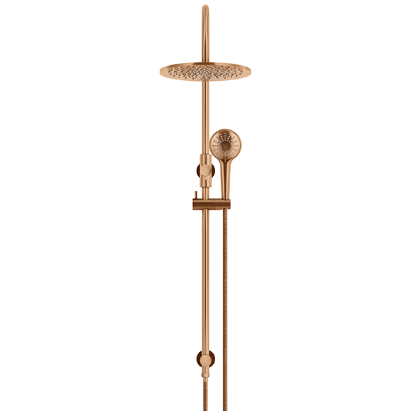 Meir Curved Combination Shower Rail 300mm, 3 Function Hand Shower Lustre Bronze