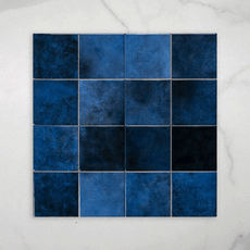 Madrid Scored Blue Gloss Cushioned Edge Ceramic Wall Tile 243x243mm online at The Blue Space
