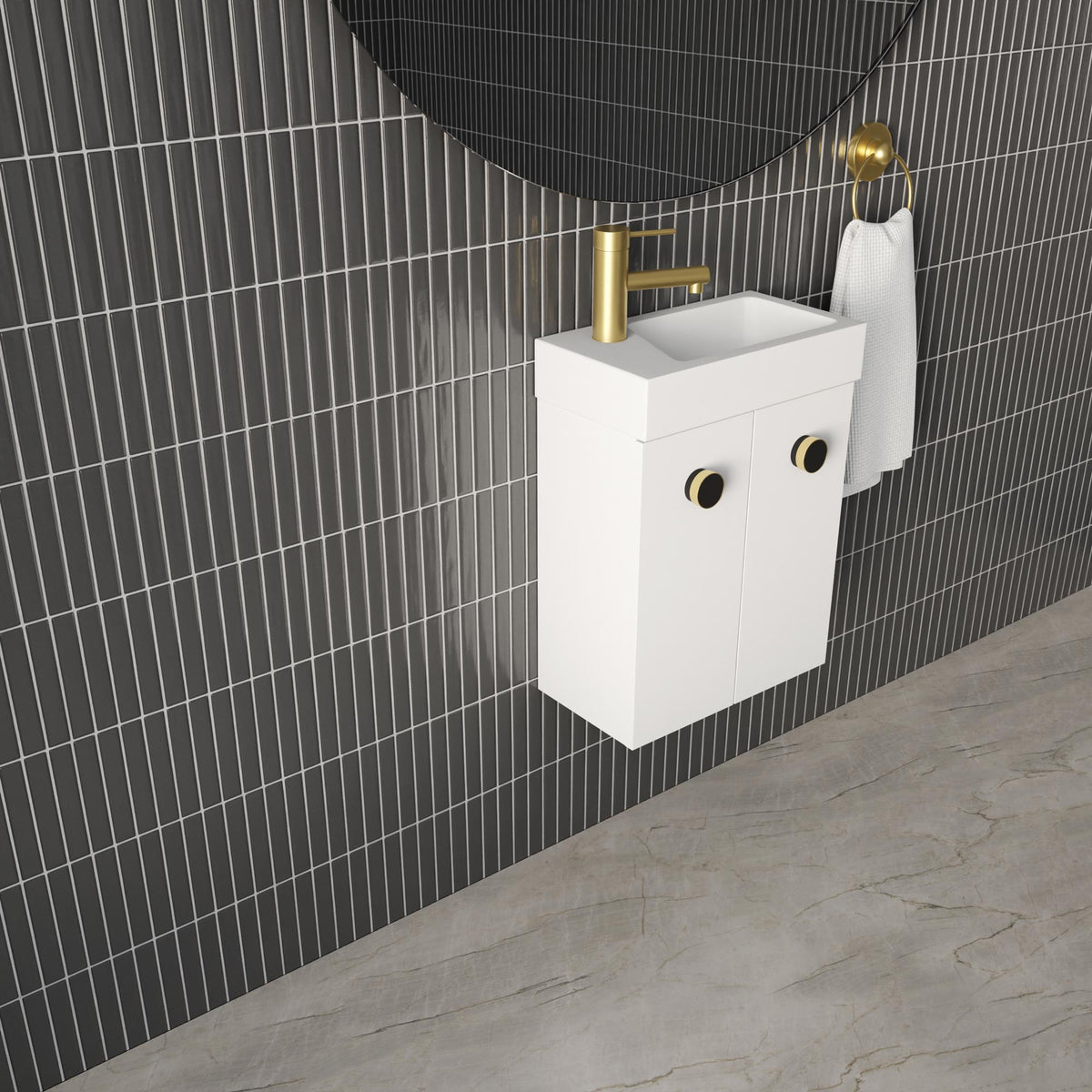 Marquis Asti Baby Compact Vanity - 400mm Wall Hung Side | The Blue Space