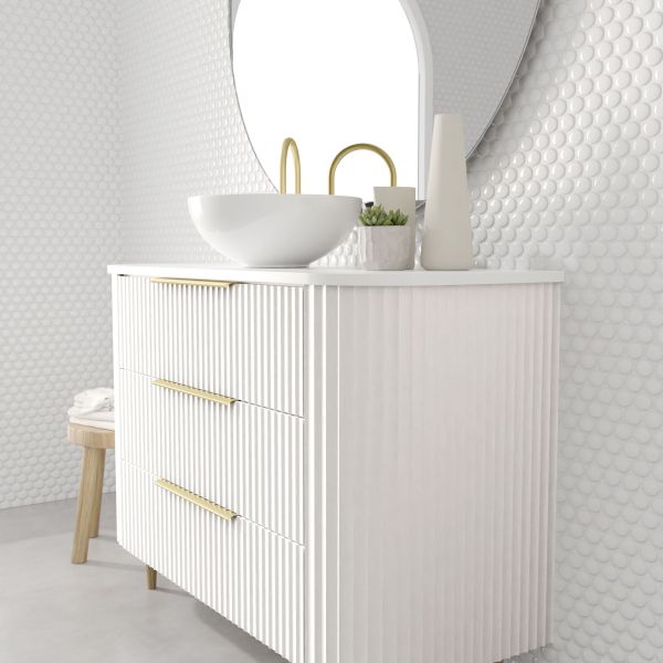 Marquis Shore Floor Standing Vanity on Legs with Symphony Solid Surface Top and Basin