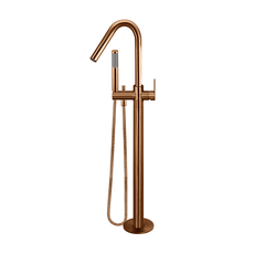 Meir Paddle Round Freestanding Bath Spout and Hand Shower Lustre Bronze