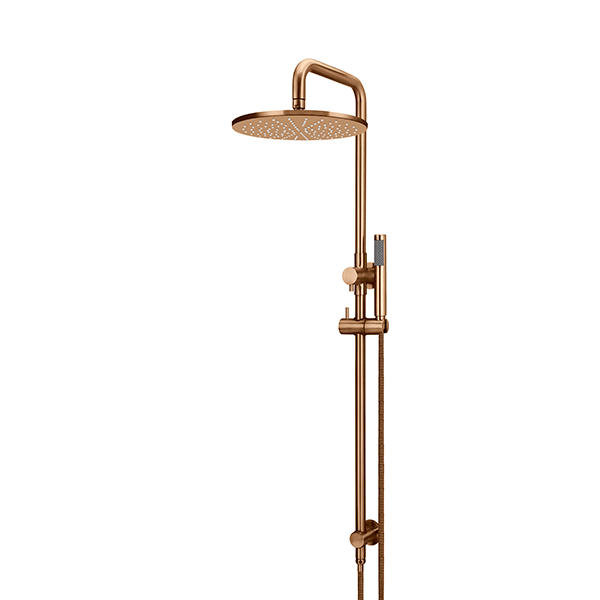 Meir Round Combination Shower Rail 300mm Rose & Hand Shower Lustre Bronze