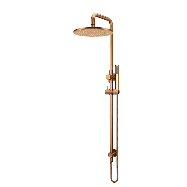 Meir Round Combination Shower Rail 300mm Rose & Hand Shower Lustre Bronze