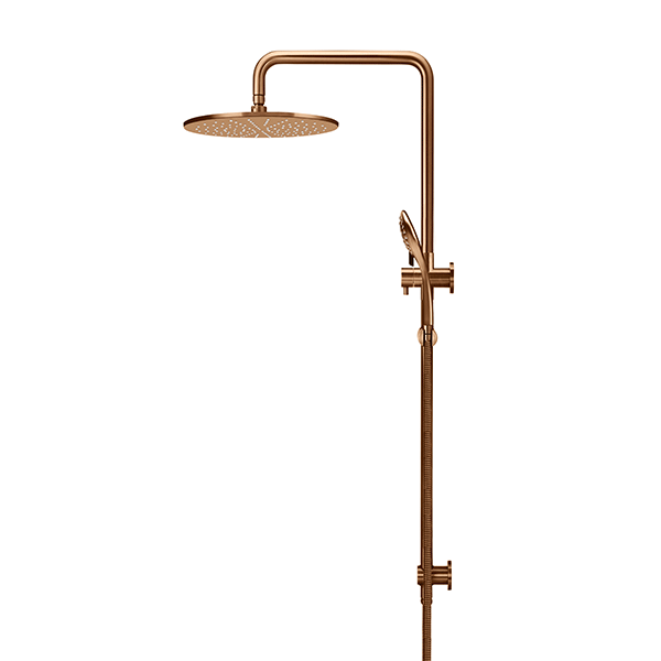 Meir Round Combination Shower Rail 300mm, 3 Function Hand Shower Lustre Bronze