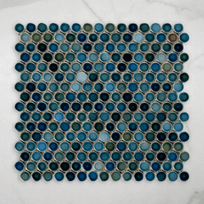Mooloolaba Gloss Marine Porcelain Penny Round Mosaic Tile 20x20mm online at The Blue Space