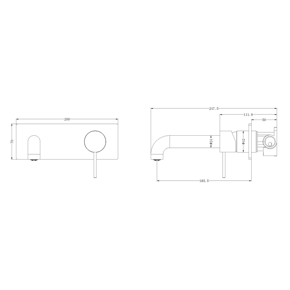Nero Mecca Wall Basin/Bath Mixer 185mm Brushed Nickel