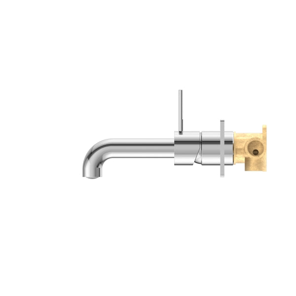 Nero Mecca Wall Basin Mixer Handle Up 160mm Spout Chrome Side View | The Blue Space