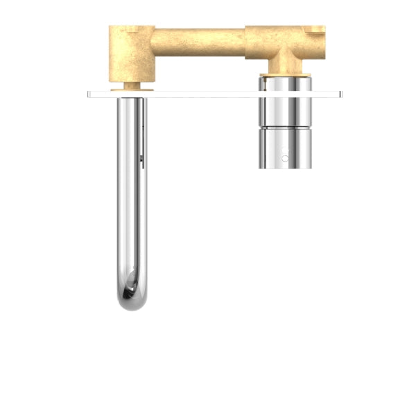 Nero Mecca Wall Basin Mixer Handle Up 185mm Spout Chrome Top View | The Blue Space