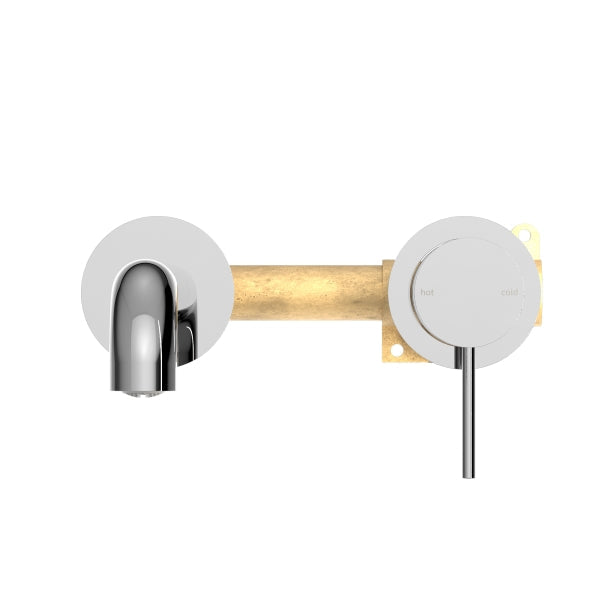 Nero Mecca Wall Basin Mixer Sep BP 185mm Spout Chrome Front View | The Blue Space