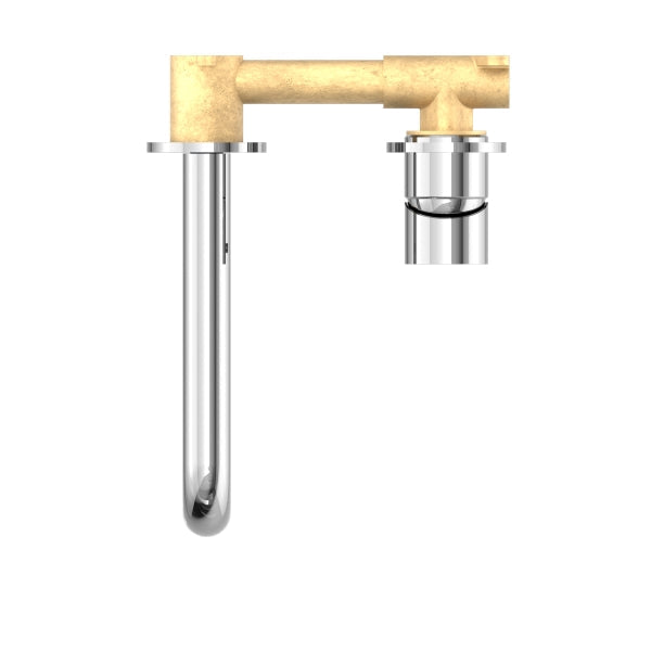 Nero Mecca Wall Basin/Bath Mixer Separate Back Plate 185mm Chrome