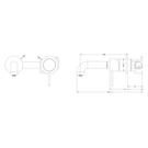 Technical Drawing: Nero Mecca Wall Basin Mixer Sep BP Handle Up 230mm Spout Brushed Nickel