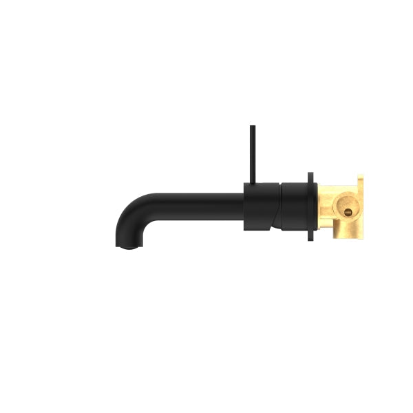 Nero Mecca Wall Basin/Bath Mixer Separate Back Plate Handle Up 185mm Matte Black