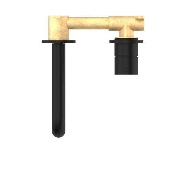 Nero Mecca Wall Basin/Bath Mixer Separate Back Plate Handle Up 230mm Matte Black