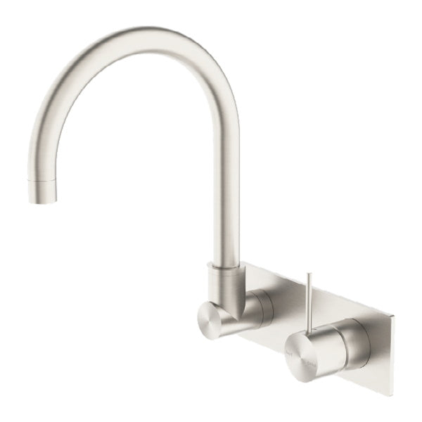 Nero Mecca Wall Basin/Bath Mixer Swivel Spout Handle Up Brushed Nickel