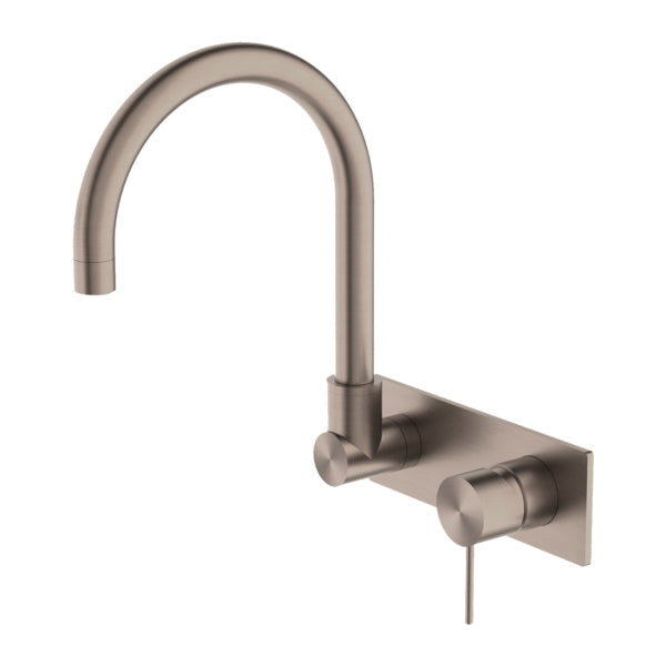 Nero Mecca Wall Basin/Bath Mixer Swivel Spout Brushed Bronze