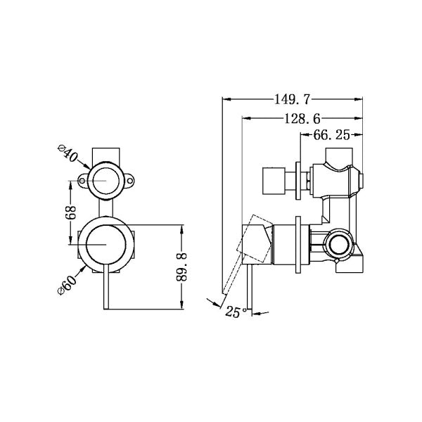 Nero Mecca Shower Mixer With Diverter Separate Back Plate Matte Black