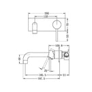 Technical Drawing: Nero Dolce Wall Basin Mixer Stylish Spout Chrome