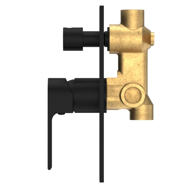 Nero Bianca Shower Mixer With Divertor Matte Black Side | The Blue Space