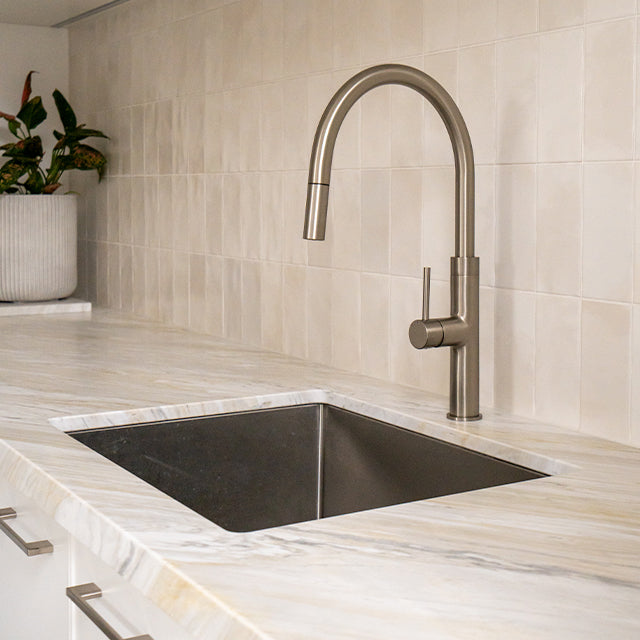 Caroma Liano II Pull Out Lead Free Sink Mixer - Brushed Nickel