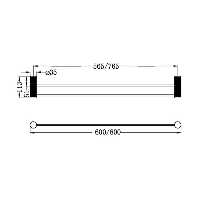 Nero Opal Double Towel Rail 800mm Brushed Gold