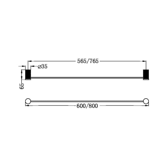 Nero Opal Single Towel Rail 800mm Brushed Gold