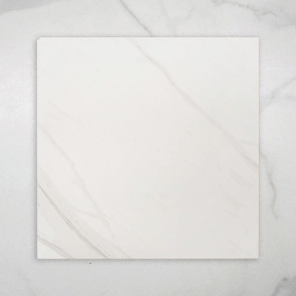 Perisher White Marble Matt Rectified Porcelain Tile 600x600mm