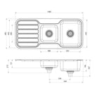 Phoenix 1000 Series 1-3/4 Bowl Sink 1080 x 480mm - No Holes - line drawing