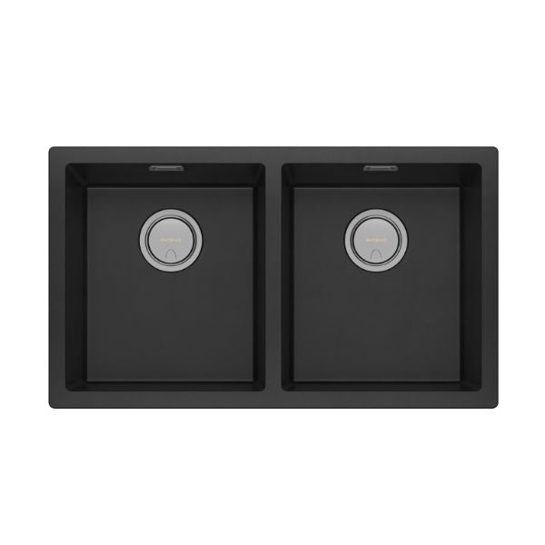 Phoenix 5000 Series Double Bowl Quartz Resin Sink 804 x 468mm Matte Black