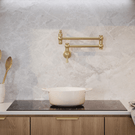 Phoenix Cromford Wall Mounted Pot Filler Brushed Gold in country kitchen