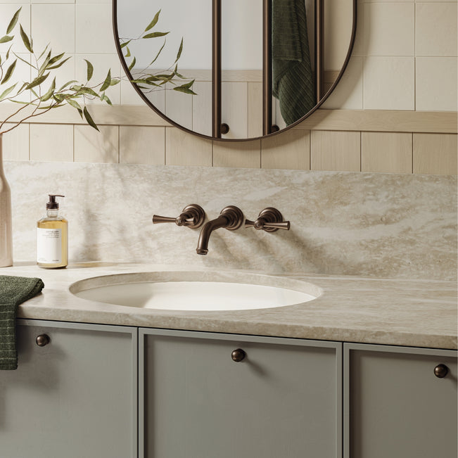 Phoenix Cromford Wall Basin / Bath Tap Set - Brushed Bronze