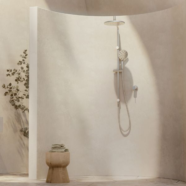 Phoenix Tapware Ormond Twin Rail Shower Brushed Nickel