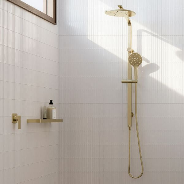 Phoenix Tapware Oxley Twin Rail Shower Brushed Gold