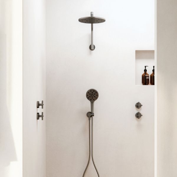 Phoenix Tapware Ormond High-Rise Shower Arm & Rose Brushed Carbon