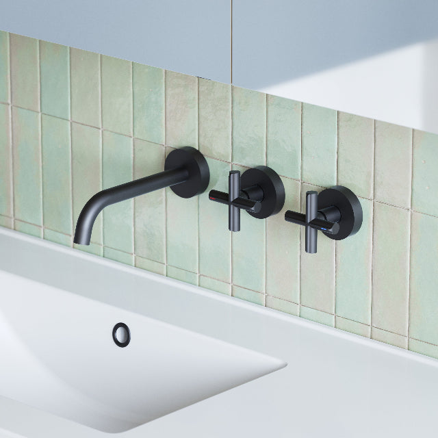 Phoenix Vivid Slimline Plus Wall Basin/Bath Hostess Set 180mm Matte Black